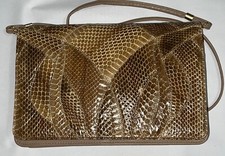 VINTAGE Sylvia Cee Genuine SNAKE SKIN Tan Purse/Clutch 11X8 In