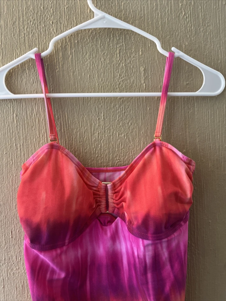 Traje de baño Tankini Sonoma rosa Ombré para mujer Top tazas acolchadas talla 10 sin tirantes Foto 2 de 4