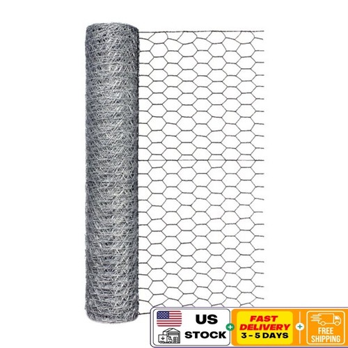 Galvanized Steel Chicken Wire 1in Openings 50ft Roll Lightweight Durable Fencing