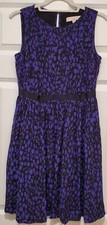 Ann Taylor LOFT Women's Dress Size 0 Purple / Black Sleeveless Pleated ~ Nice