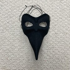 Adult Zanni Nasone Grezzo Venetian Long Nose Unpainted Masquerade Mask Black