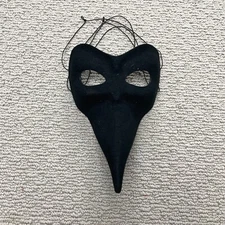 Adult Zanni Nasone Grezzo Venetian Long Nose Unpainted Masquerade Mask  Black