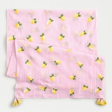 J.Crew Organic Cotton Scarf with Embroidered Fruits  Pink  69.50