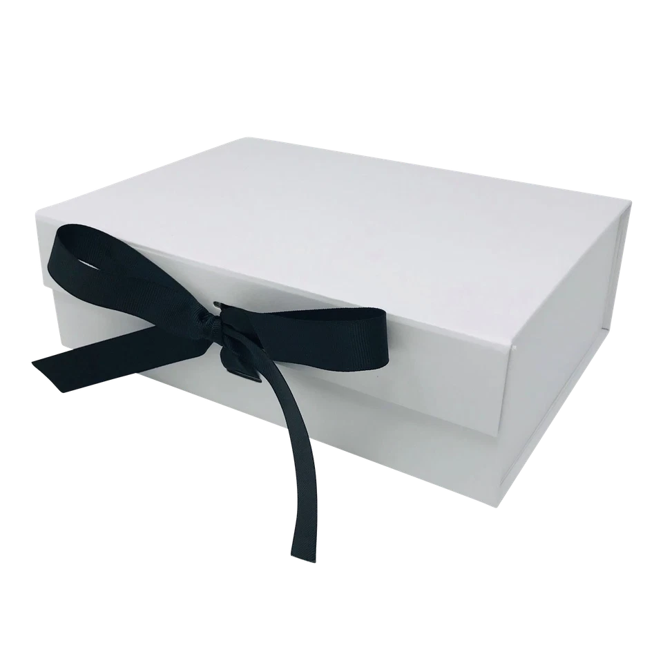 Wholesale A4 Size White Folding Magnetic Gift Box with Ribbon - Image 2 of 4