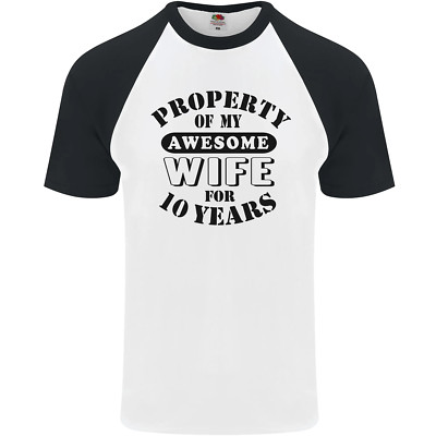 Baseball-T-Shirt 10. Hochzeitstag 10 Jahre lustig Frau Herren S/S