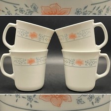 Corning Coffee/Tea Mugs/Cups Apricot Grove 4 Piece Set 1992-2019 Made in USA 8oz