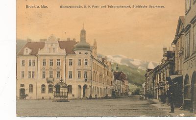 AK aus Bruck an der Mur, Bismarkstrasse, Post,  Steiermark  (C32)