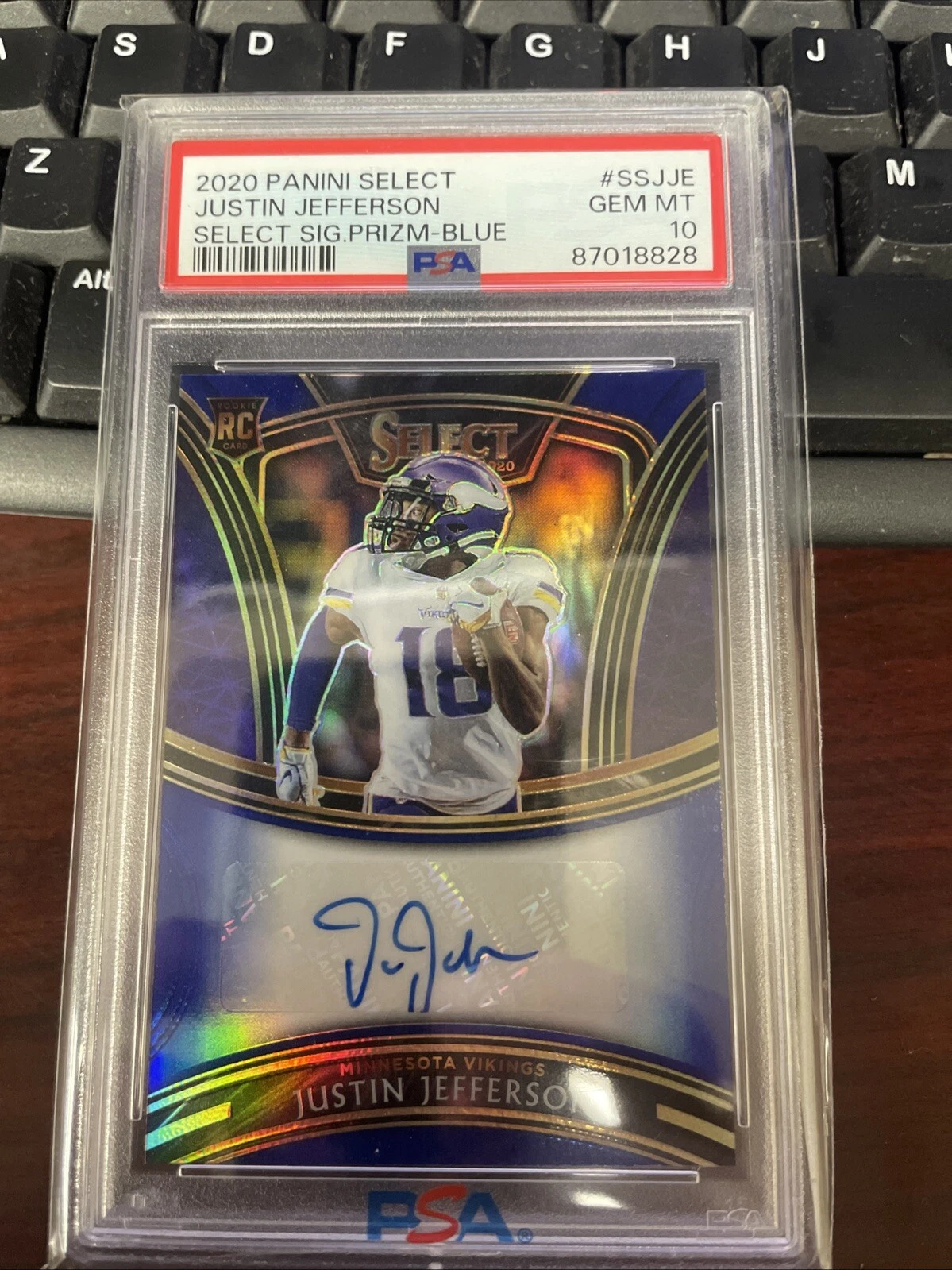 Justin Jefferson Panini Select Select Signatures Prizm #SSJJE Blue