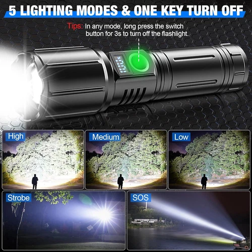 Linterna LED Linterna Telescópica Superbrillante USB Luz Recargable. - Imagen 9 de 13