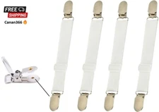 4 Piece Bed Sheet Grippers Set Sheet Holders Metal Clasp Iron Board Straps Clip