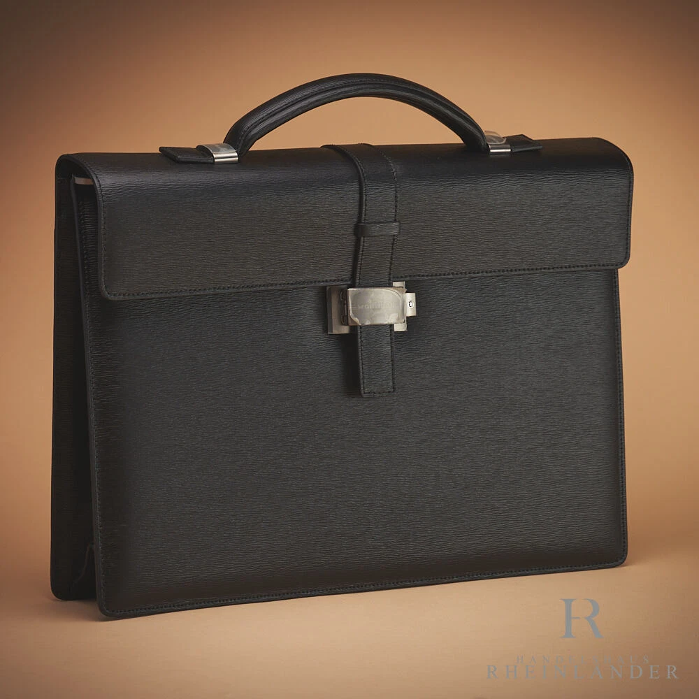 Montblanc Leather Goods Westside Briefcase Single Gusset Black Aktentasche 7578