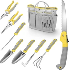 10 Piece  Heavy Duty Gardening Tool Set with Gardening Tool Bag, Stainless Steel