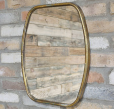 Gold Bathroom Mirror Metal Rectangular Home Vintage Glass Wall Mounted Vanity