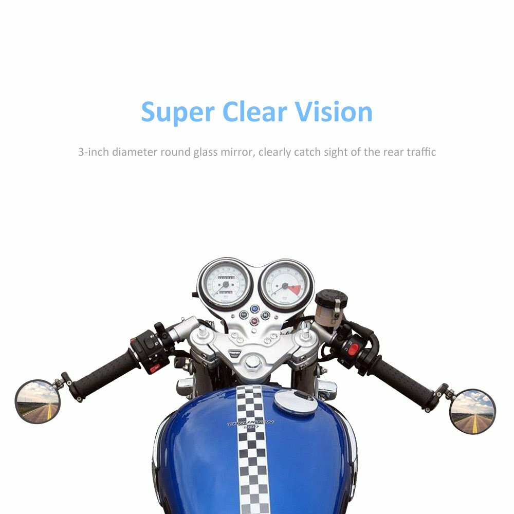 Motorcycle 7/8" Folding Bar End Side Mirrors For Yamaha FZ1 FZ6 FZ6R FZ09 MT09 | Black | Aluminum | 8 In | Universal Fitment - Foto 7