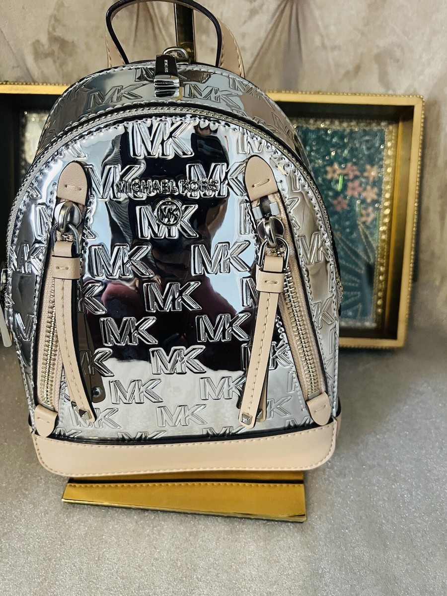 Michael Kors Silver Mini Brooklyn Backpack Purse Michael Kors XS Brooklyn Messenger Backpack Bag Patent  main image 3