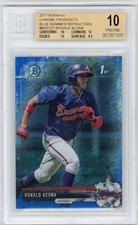 2017 Bowman Chrome Ronald Acuna Jr Blue Shimmer Refractor BGS 10 Pristine BCP127
