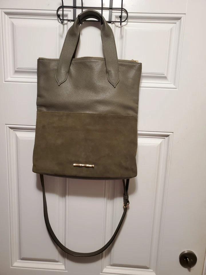 Bolso de Mano Plegable Elaine Turner Premium Cuero Guijarro Verde y Gamuza Jax Foto 4 de 4