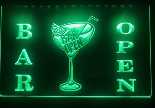 LED Bar Sign Neon Plaque Home Bar Open Light Up Drink Pub cocktail Movie Signs - Picture 1 of 4