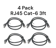 Lot Of 4 New RJ45 CAT-6 Ethernet Patch Internet Cable Black 3 ft /0.9 m