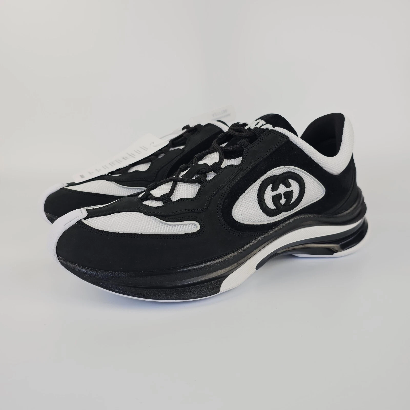 Baskets basses homme GUCCI Run GG cuir noir/blanc neuves UK11 US 11,5