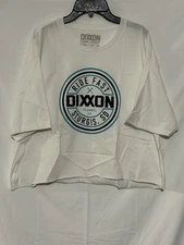 Dixxon Women Size XL Ride Fast Sturgis Cropped WHITE T-Shirt Raw Hem New