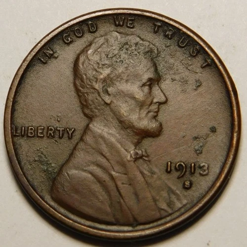 1913 S Lincoln Wheat Cent Penny EF-Details Corrosion  "Actual Coin Pictured"