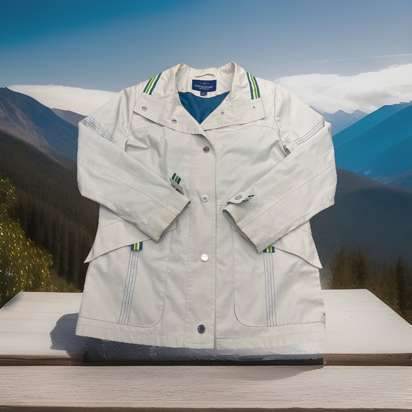 Mackintosh, Vintage Mackintosh New England Rain Jacket Beige Cream Mens Small Nautical 90s