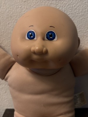 1982 Cabbage Patch Kids Doll Bald Open Mouth Dimples Blue Eyes Bald Head 13.5''