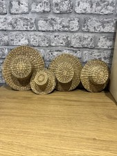 Vintage Craft Straw Hats Decoration 4 Sizes Pieces Dolls Accessories Mini Wicker