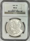 1890 Morgan Silver Dollar, NGC MS-62, Better Date!