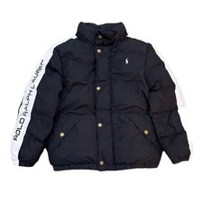 Polo Ralph Lauren Boys Coat Jacket Size Small 7 Black With White Stripe Preppy