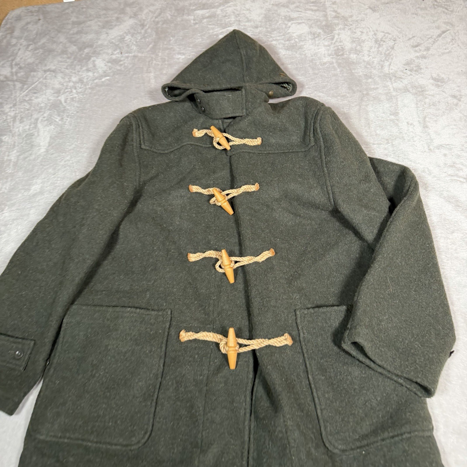 Polo Ralph Lauren Jacket Mens Large Green Wool Blend Toggle Duffle Hooded Italy image 5