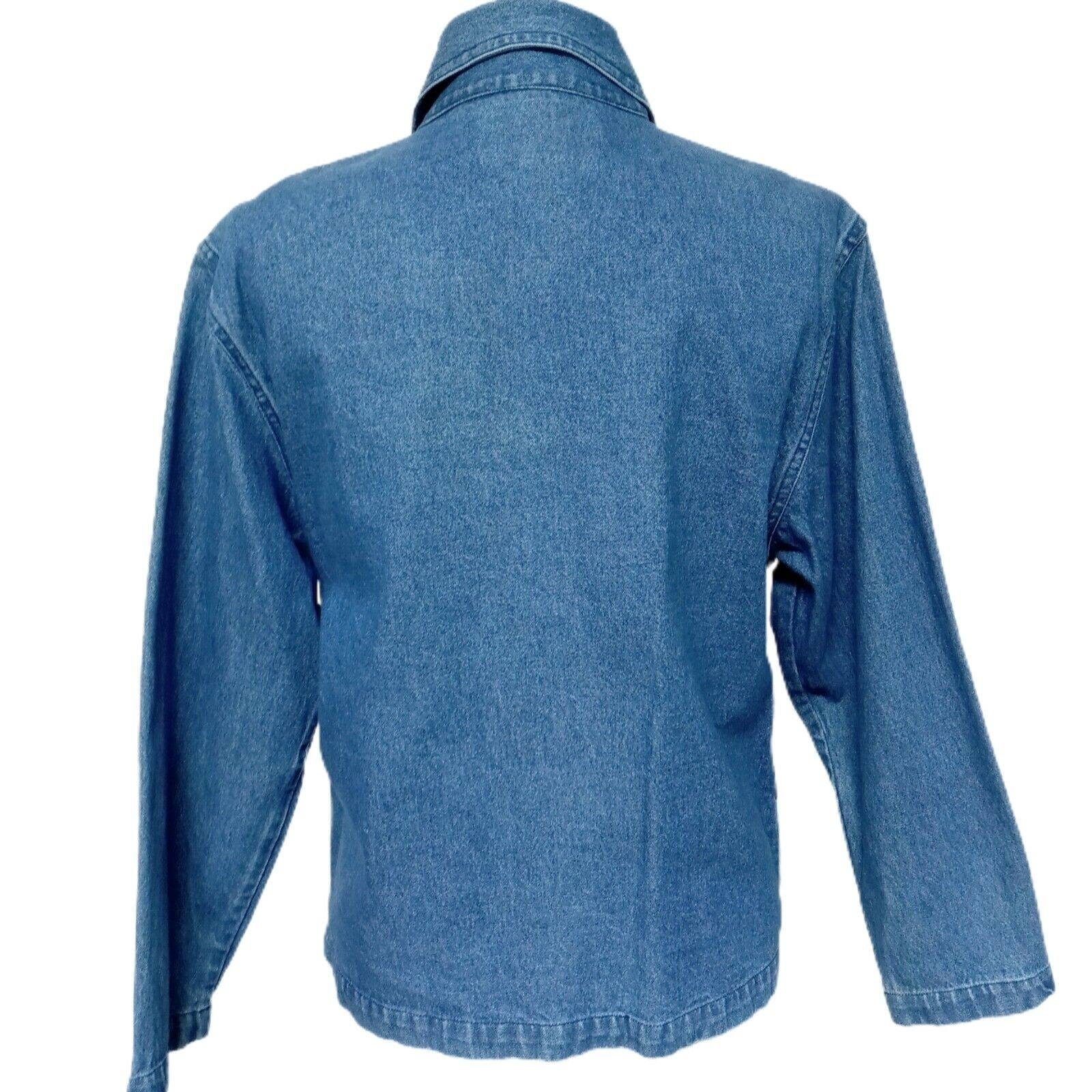 Vintage Patchwork Jean Jacket Blazer Embroidered … - image 3