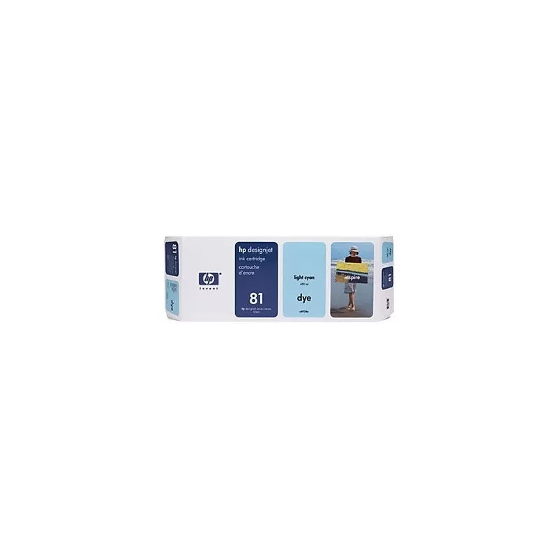 Cartouche d'encre cyan clair HP DesignJet 81 C4934A de 680 ml pour traceur