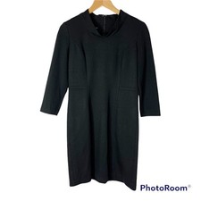 Talbots Petites Size 2P Dress LBD Black Stretch Sheath Mock Neck Career Modest