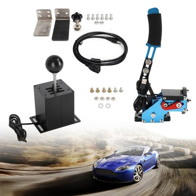 USB Handbrake with Clamp and 6+R H Shifter Fit Logitech G25 G27 Steering Wheel&