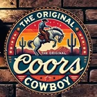 Antique Coors Cowboy Aluminum Tin Metal Signs Home Décor 8x8 Wall Art Vintage Am