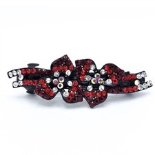 Beautiful Crystal Flower Red Metal Barrette