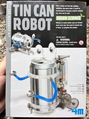 4M Toysmith Tin Can Robot Kit   Green Science Fun Mechanics   NEW & SEALED