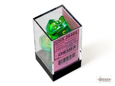 Chessex Gemini Translucent Green-Teal/yellow Polyhedral 7-Dice Set CHX26466