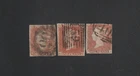 Lot of 3 GB Great Britain QV 1d One Penny Red Used Blue Paper Numeral Cancel