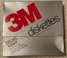 Vintage Box of Ten 8 inch 3M Diskettes  Floppy Disks DS/DD  NEW SEALED 8" 1024/F