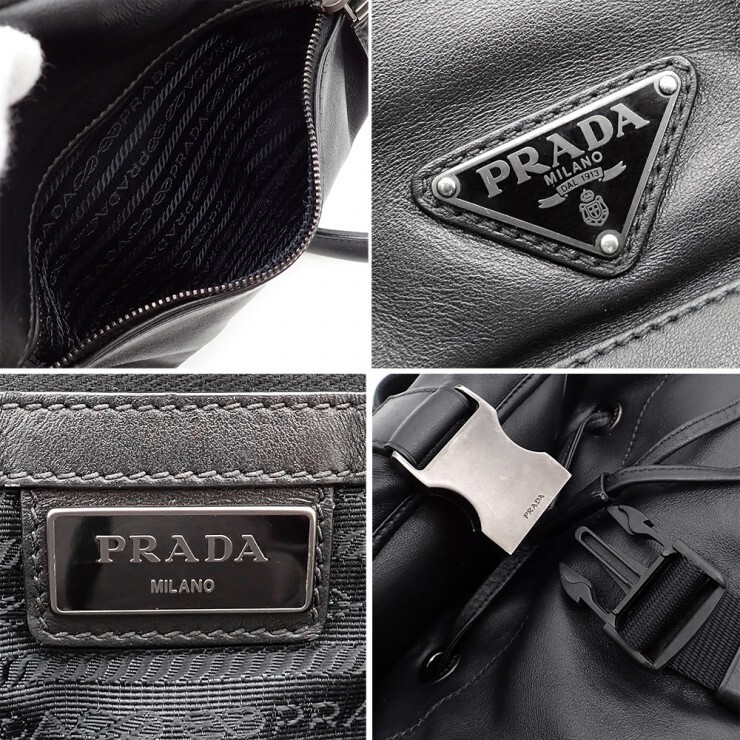 PRADA backpack tote bag VZ0064 soft calf leather black silver hardware from japa thumbnail 9