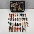 VTG Kenner Star Wars 33 Figure Lot Capes Weapons Sabers Carry Case Jawas Droids