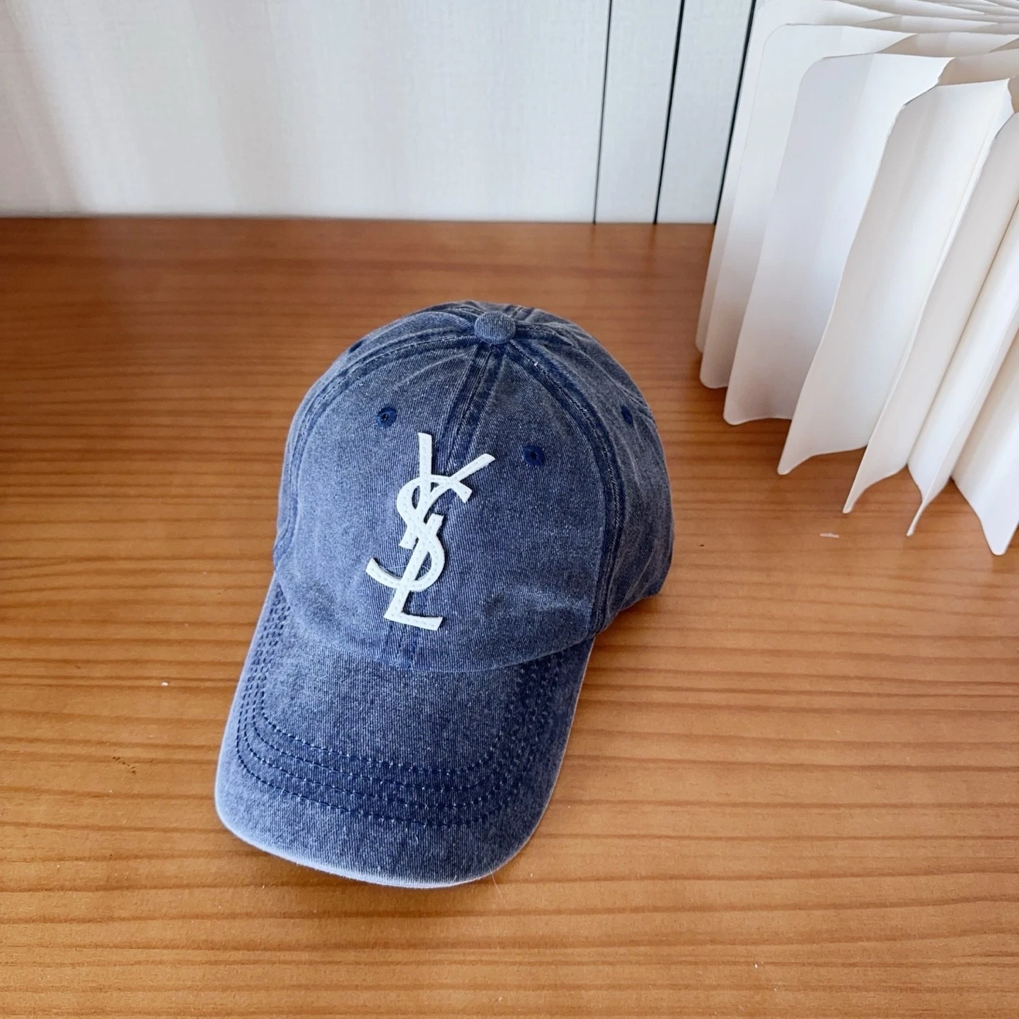 Saint Laurent Classic Logo Denim Baseball Cap
