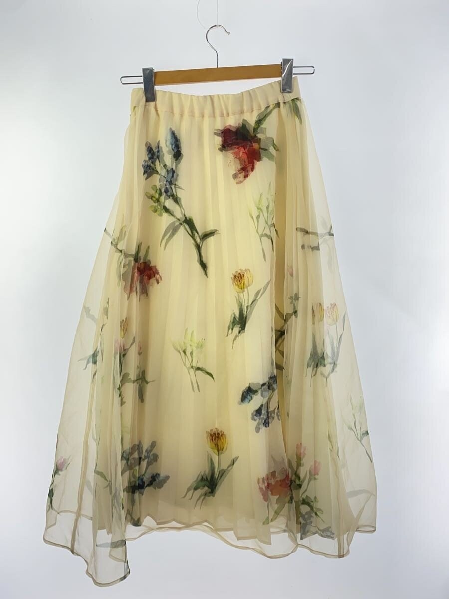 AMERI Long Skirt, Medium, Polyester, Beige Floral… - image 2