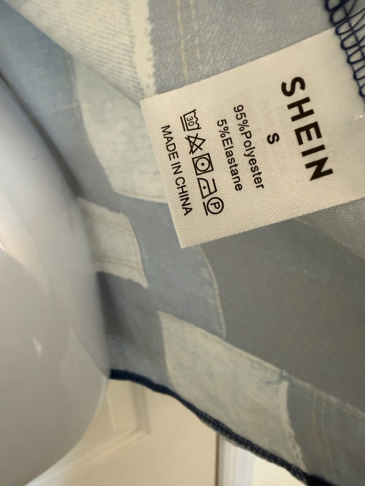 Denim Look Patchwork Blue And White Button Down L… - image 4