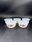 VTG Fire King primrose Custard Dish Bowl #424 6oz Flowers Milk Glass Set Of 5