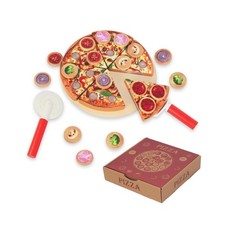 Cutting Play Food Toy for Kids Kitchen,Wooden Pizza Set Pretend... USA FAST SHIP