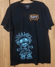 nickelodeon Viacom Rugrats Black T-Shirt Size M- Featuring Chuckie Reptar Tommy